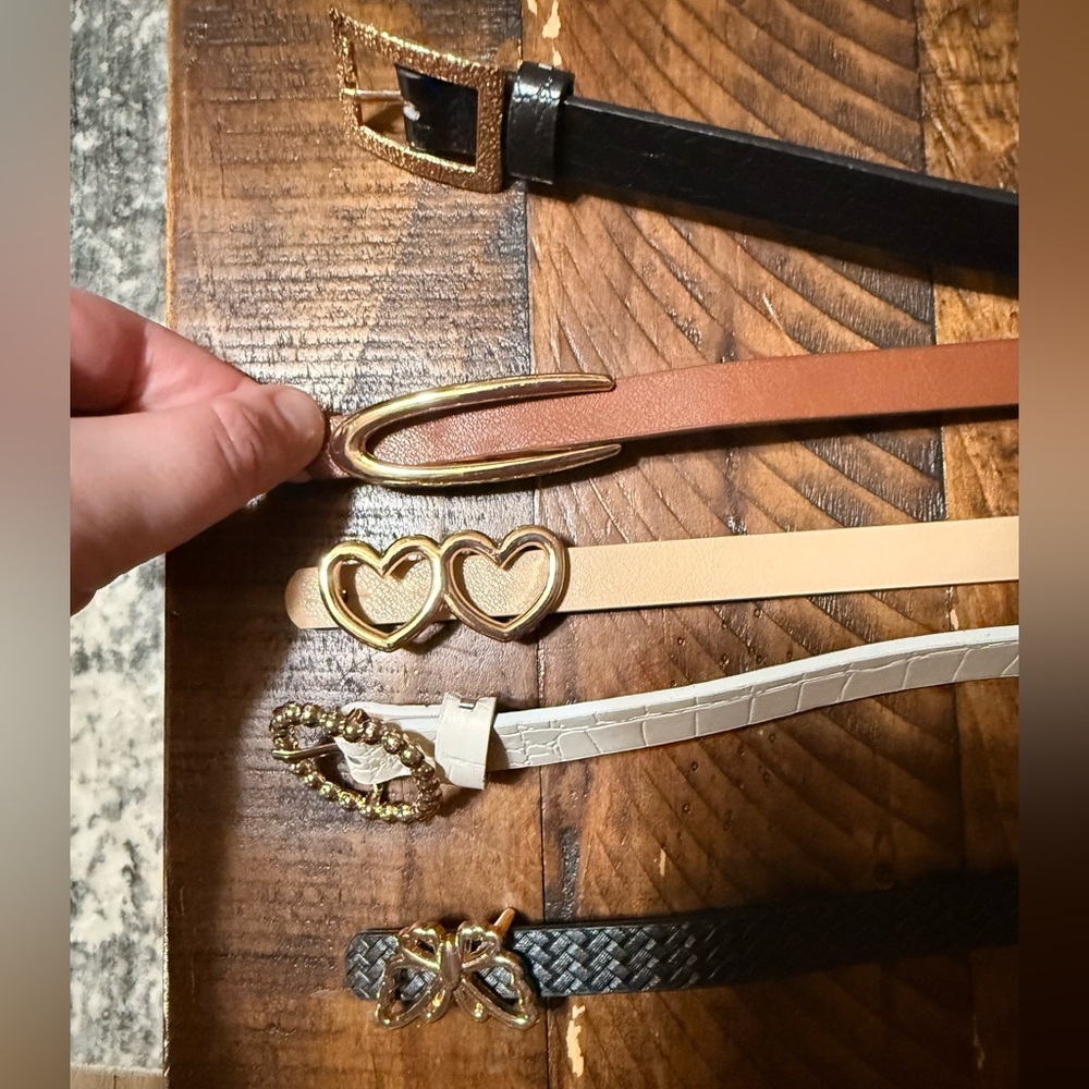 Elegant Women's Belt Set - Black, Brown, White
